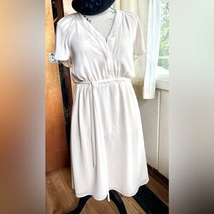 H&M cream button tie waist dress